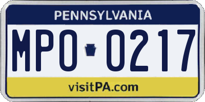 PA license plate MPO0217