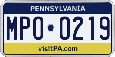 PA license plate MPO0219