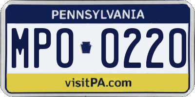 PA license plate MPO0220