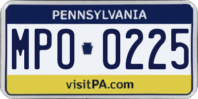 PA license plate MPO0225