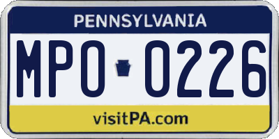 PA license plate MPO0226