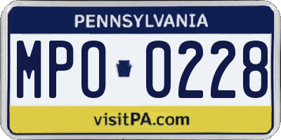 PA license plate MPO0228