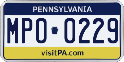 PA license plate MPO0229