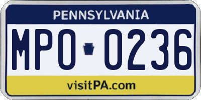 PA license plate MPO0236