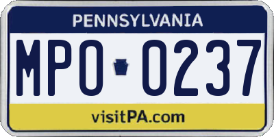 PA license plate MPO0237