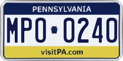 PA license plate MPO0240