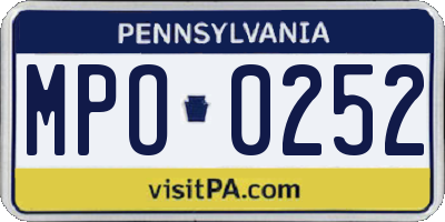 PA license plate MPO0252