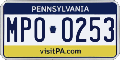 PA license plate MPO0253