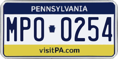 PA license plate MPO0254