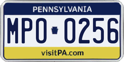 PA license plate MPO0256