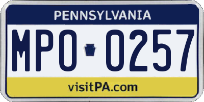 PA license plate MPO0257