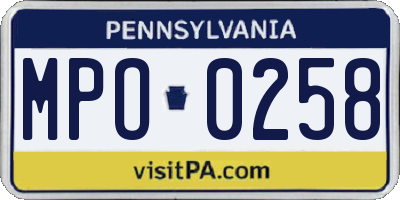 PA license plate MPO0258