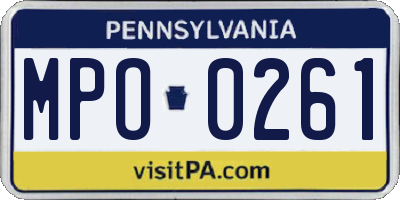 PA license plate MPO0261