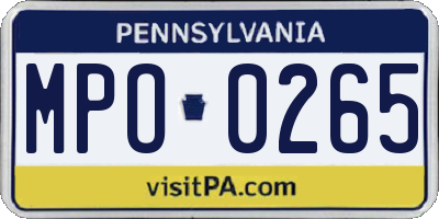 PA license plate MPO0265