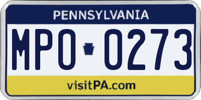 PA license plate MPO0273