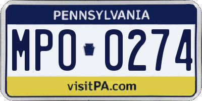 PA license plate MPO0274