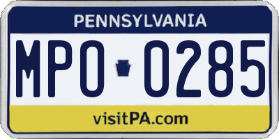 PA license plate MPO0285