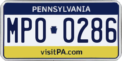 PA license plate MPO0286
