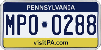 PA license plate MPO0288
