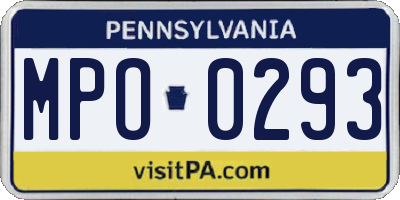 PA license plate MPO0293