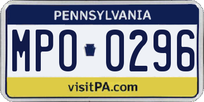 PA license plate MPO0296