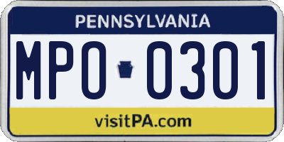 PA license plate MPO0301