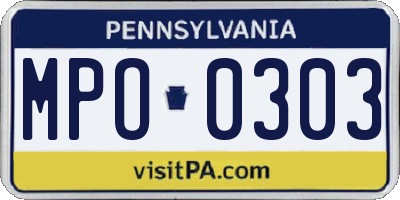 PA license plate MPO0303