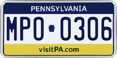 PA license plate MPO0306