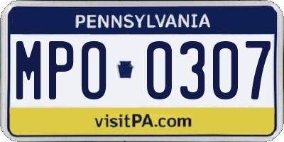 PA license plate MPO0307