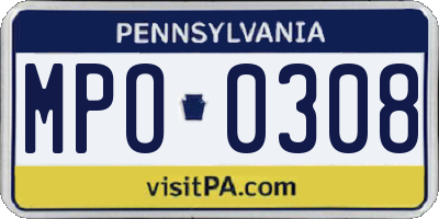 PA license plate MPO0308