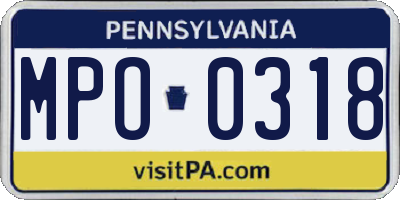 PA license plate MPO0318