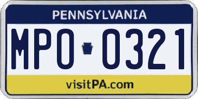 PA license plate MPO0321