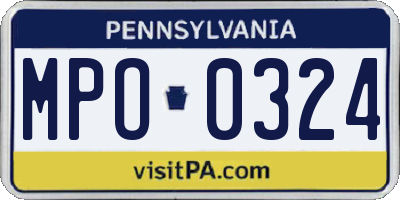 PA license plate MPO0324