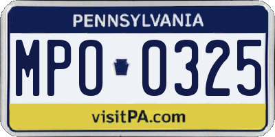 PA license plate MPO0325