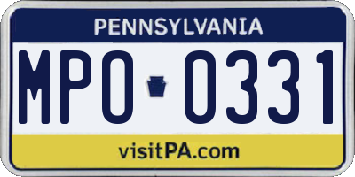 PA license plate MPO0331