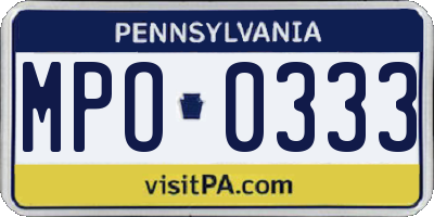 PA license plate MPO0333