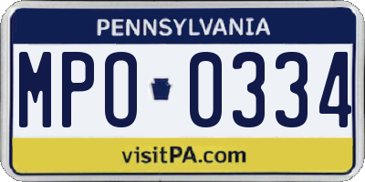 PA license plate MPO0334