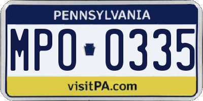 PA license plate MPO0335
