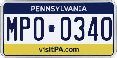 PA license plate MPO0340