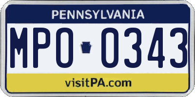 PA license plate MPO0343