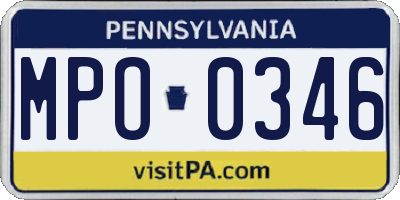 PA license plate MPO0346