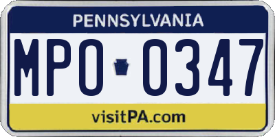PA license plate MPO0347