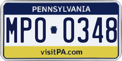 PA license plate MPO0348