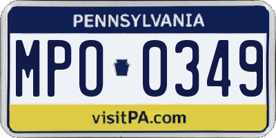 PA license plate MPO0349