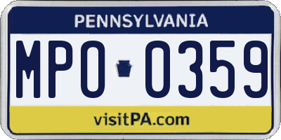 PA license plate MPO0359