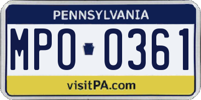 PA license plate MPO0361