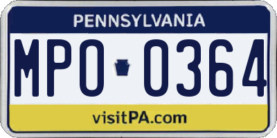 PA license plate MPO0364