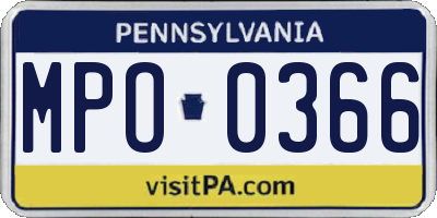 PA license plate MPO0366