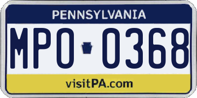 PA license plate MPO0368