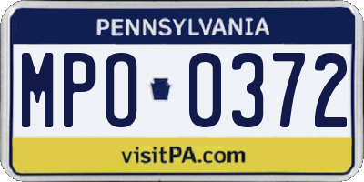 PA license plate MPO0372
